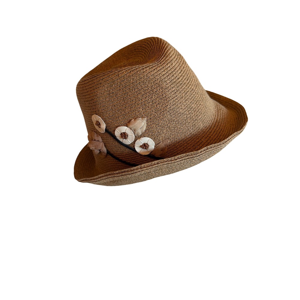 Eugenia Kim for Target Fedora Brown Straw Floral Applique Sun Hat One Size